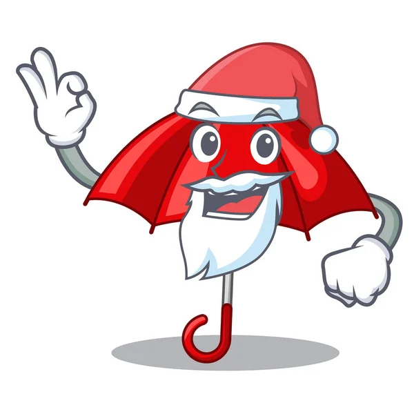 Santa Rode Paraplu Vorm Cartoon Funny Vectorillustratie — Stockvector