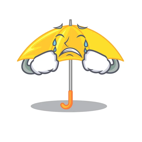 Pleurer Beau Parapluie Ouvert Sur Illustration Vectorielle Caractères Jaunes — Image vectorielle