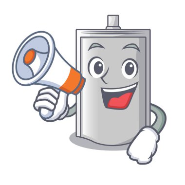 Megafon çanta ambalaj gıda ile şekil karikatür vektör çizim