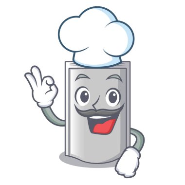 Şef çanta ambalaj Aperatif bir maskot vektör çizim üzerinde