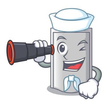 Denizci ile dürbün çanta ambalaj için karakter vektör çizim şeker