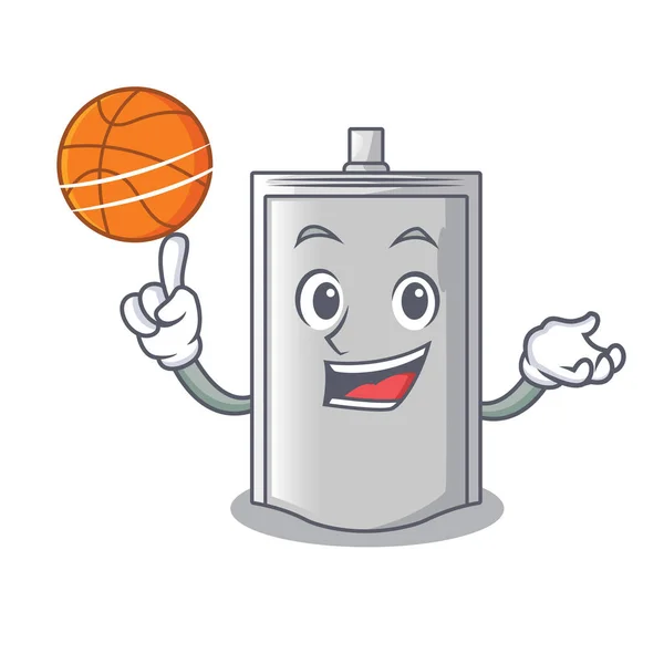 Met Basketbal Zak Verpakking Voedsel Vorm Cartoon Vectorillustratie — Stockvector