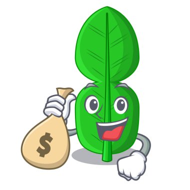 Maskot vektör illüstrasyon izole para çantası bergamot kireç yaprak ile