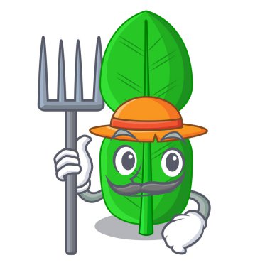 Maskot vektör illüstrasyon izole Çiftçi bergamot kireç yaprak