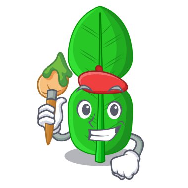 Maskot vektör illüstrasyon izole sanatçı bergamot kireç yaprak