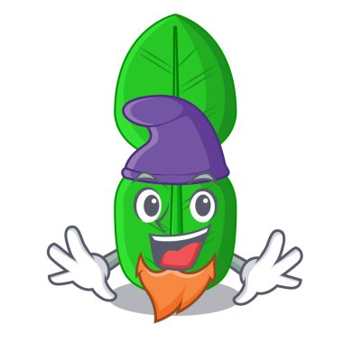 Maskot vektör illüstrasyon izole elf bergamot kireç yaprak