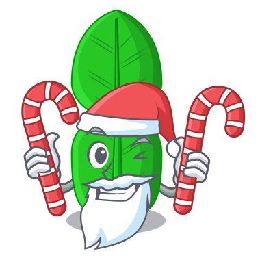 Santa şeker bergamot yaprak karikatür makinadan bir vektör çizim ile