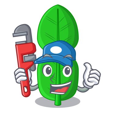 Tesisatçı bergamot yaprak karikatür makinadan bir vektör çizim