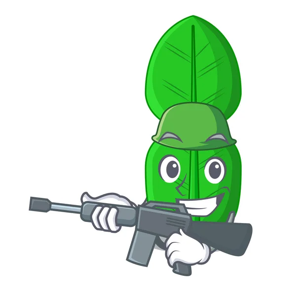 Army Bergamot Lime Leaf Isolated Mascot Vector Illustration — Stock Vector