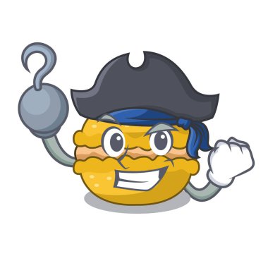 Korsan muz macarons bir maskot vektör illüstrasyon izole