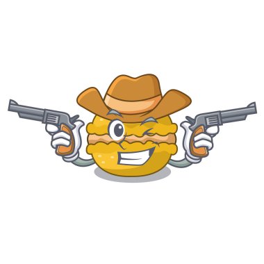 Kovboy muz macarons bir maskot vektör illüstrasyon izole