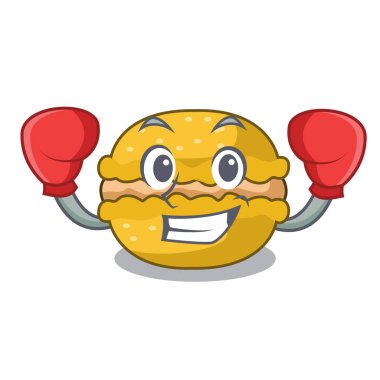 Boks muz macarons bir maskot vektör illüstrasyon izole