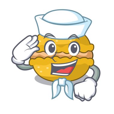 Denizci muz macarons bir maskot vektör illüstrasyon izole