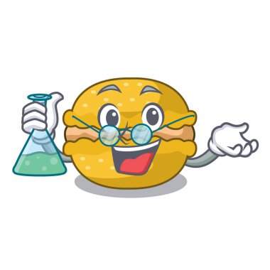 Profesör muz macarons şekli bir çizgi film vektör çizim kek