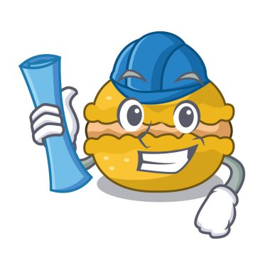 Muz macarons pasta şekli bir çizgi film vektör çizim mimar