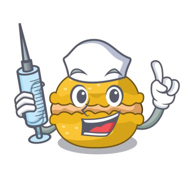 Hemşire muz macarons şekli bir çizgi film vektör çizim kek