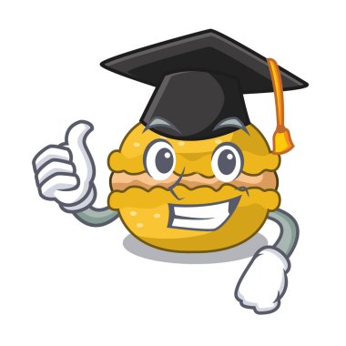 Mezuniyet muz macarons şekli bir çizgi film vektör çizim kek