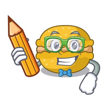 Öğrenci muz macarons şekli bir çizgi film vektör çizim kek