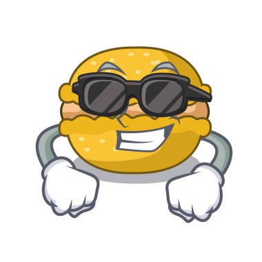 Süper coolbanana macarons pasta bir karikatür vektör çizim şekil