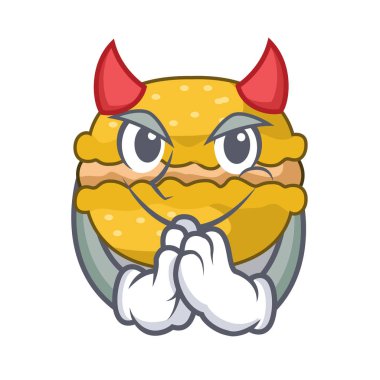 Şeytan macarons muz üzerinde karakter komik vektör çizim