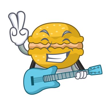 Gitar macarons muz ile karakter komik vektör çizim içinde