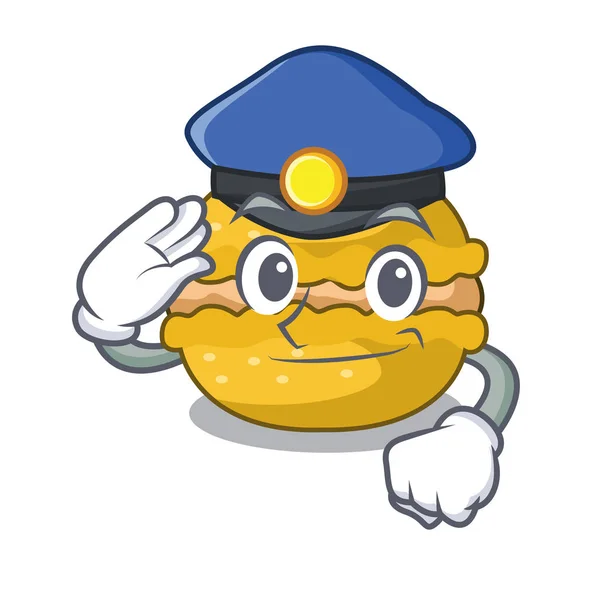 Polizei Bananen Macarons Isoliert Auf Einem Maskottchen Vektor Illustration — Stockvektor