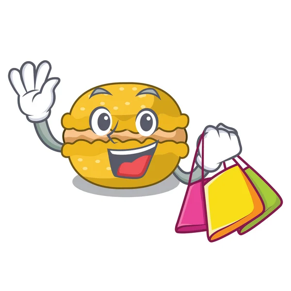 Compras Macarrones Plátano Forma Pastel Una Ilustración Vector Dibujos Animados — Vector de stock