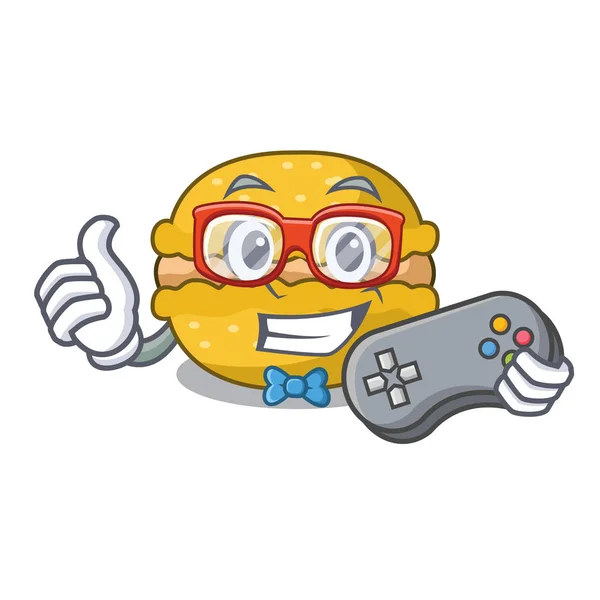 Gamer Macarons Banaan Teken Grappige Vectorillustratie — Stockvector