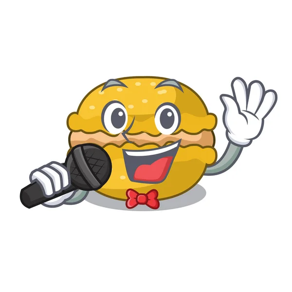 Chanter Macarons Banane Sur Personnage Illustration Vectorielle Drôle — Image vectorielle