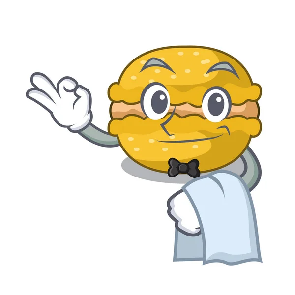 Serveur Macarons Banane Sur Personnage Illustration Vectorielle Drôle — Image vectorielle