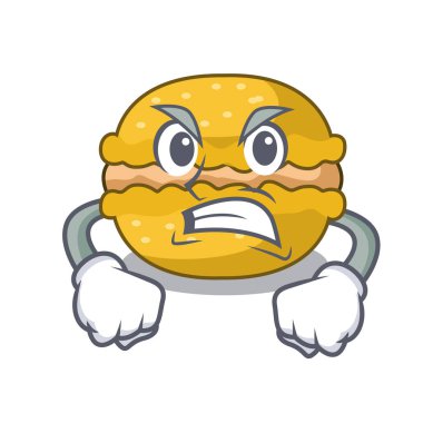 Kızgın macarons muz üzerinde karakter komik vektör çizim
