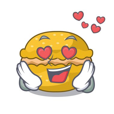 Aşk macarons muz üzerinde karakter komik vektör çizim içinde