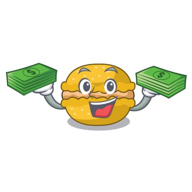 Para macarons muz ile karakter komik vektör çizim içinde