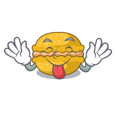 Dışarı macarons muz şeklinde bir çizgi film vektör çizim dil