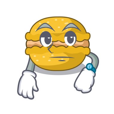 Macarons muz şeklinde bir çizgi film vektör çizim bekliyor