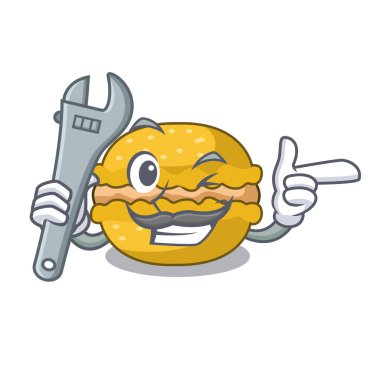 Mekanik macarons muz şeklinde bir çizgi film vektör çizim