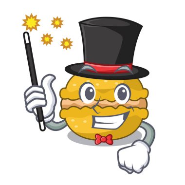 Sihirbaz macarons muz şeklinde bir çizgi film vektör çizim