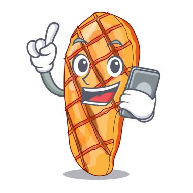 Telefon ile karikatür plaka vektör esnaf üzerinde tavuk fileto ızgara