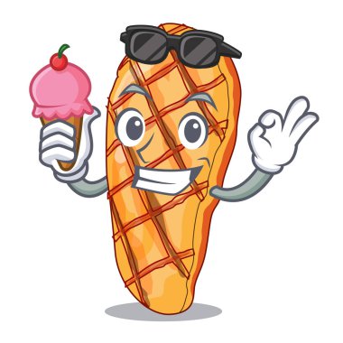 Dondurma ile karakter garnitür vektör illustrationh ile servis tavuk ızgara