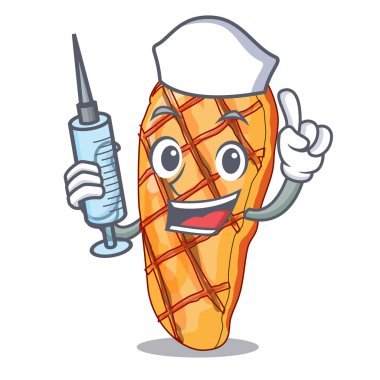 Izgara tavuk karakter garnitür vektör illustrationh ile servis hemşire