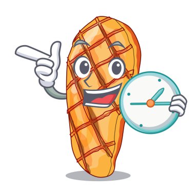 Saati ile karakter garnitür vektör illustrationh ile servis tavuk ızgara