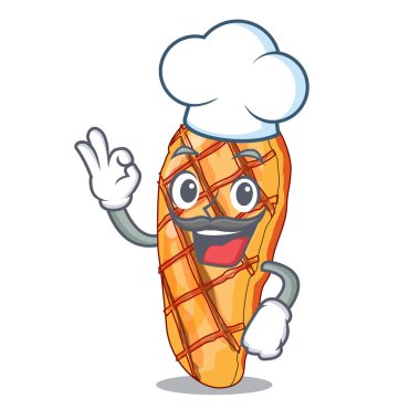 Şef karakter garnitür vektör illustrationh ile servis tavuk ızgara