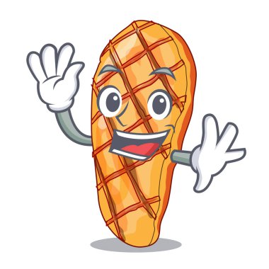 Izgara tavuk sallayarak karakter garnitür vektör illustrationh ile hizmet