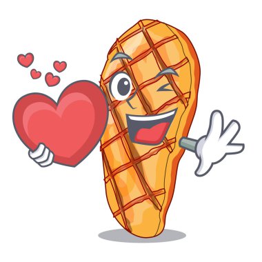 Kalp ile karışımı salata karikatür vektör çizim ile tavuk ızgara