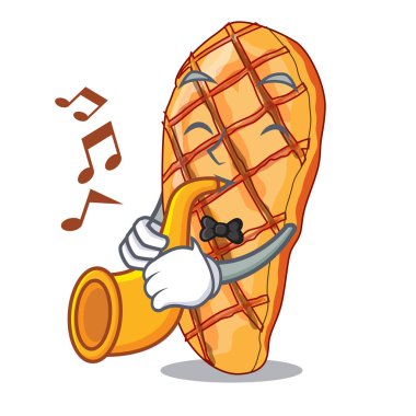 İle karışımı salata karikatür vektör çizim ile ızgara tavuk trompet