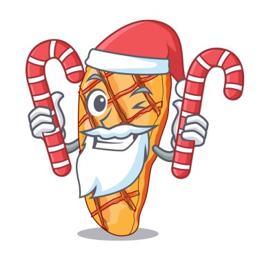 Santa şeker ile tavuk göğsü isoslated maskotu vektör çizim üzerinde ızgara