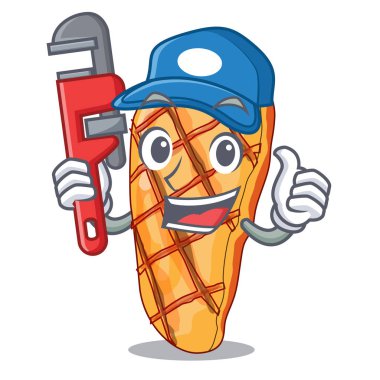 Tesisatçı tavuk göğsü isoslated maskotu vektör çizim üzerinde ızgara