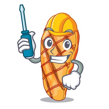 Otomotiv ızgara tavuk göğsü isoslated maskotu vektör çizim üzerinde