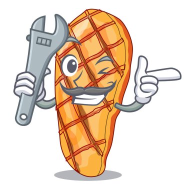 Mekanik ızgara tavuk göğsü isoslated maskotu vektör çizim üzerinde