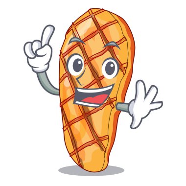 Tavuk göğsü isoslated maskotu vektör çizim üzerinde parmak ızgara